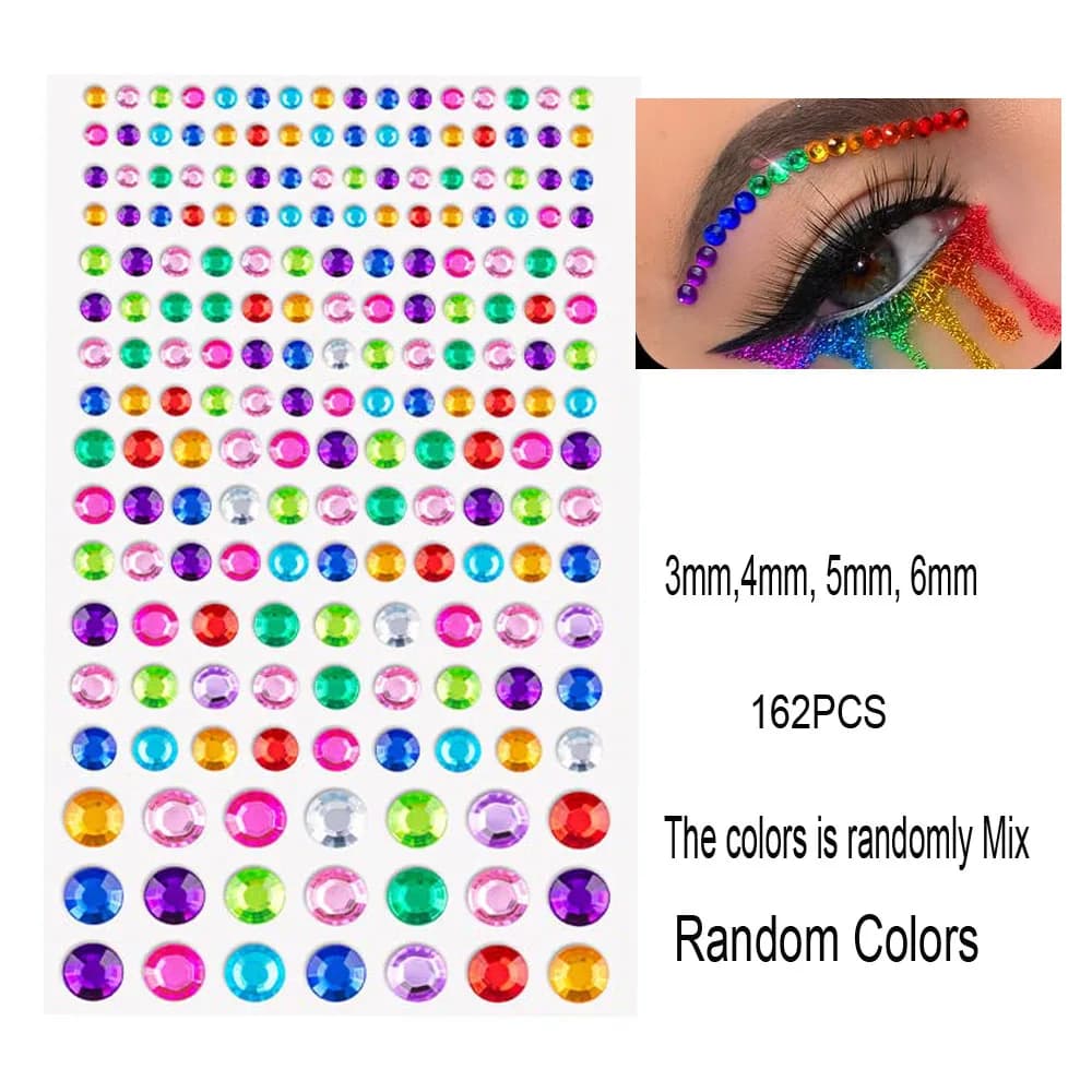 Tatouages autocollants en diamant pour les yeux, le visage et le corps, 3/4/5/6mm, strass à paillett
