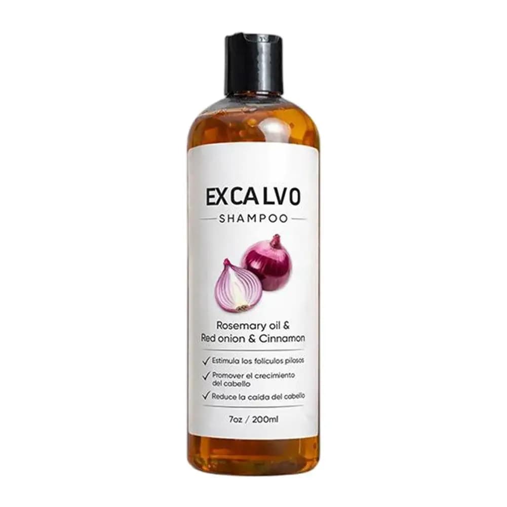 EXCALVO Shampooing Oignon & Romarin 200ml - Avec Cannelle, Réduit la Chute des Cheveux, Stimule les