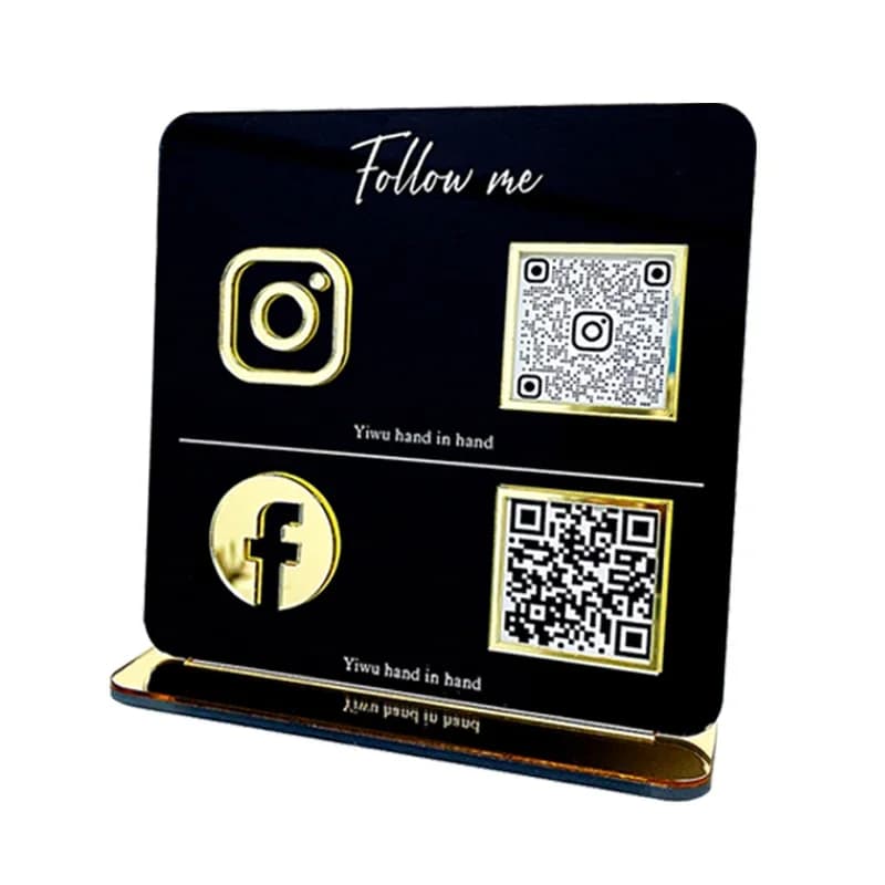 Panneaux de médias sociaux personnalisés, 2 ou 3 codes d'icônes QR Business Sign, Code de paiement e