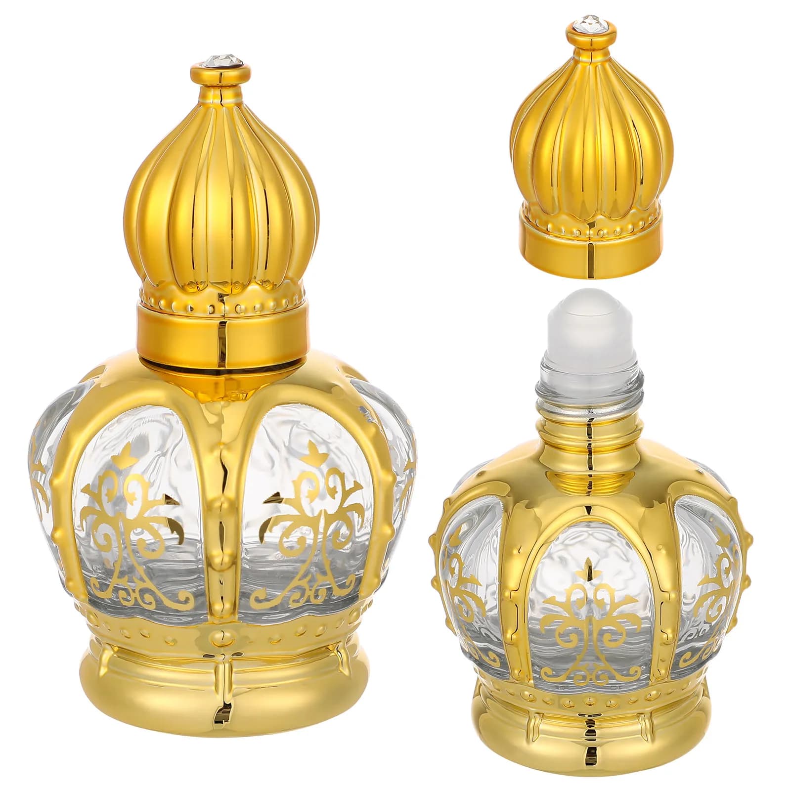 Lot de 2 flacons roll-on de 15 ml, vides, en verre premium, étanches, idéaux pour les huiles essenti