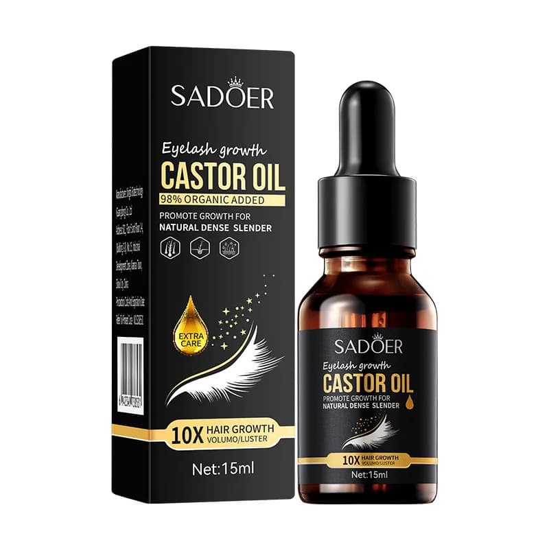 Sérum de croissance des cils à l'huile de ricin 10X+, booster pour cils et sourcils, rehausseur de s