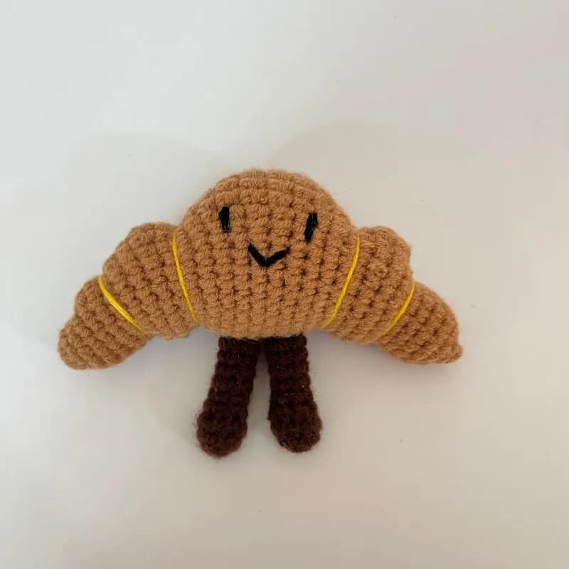 Poupée Croissant au Crochet faite à la main, dessin animé, pour porte-clés, pendentif, série de pain