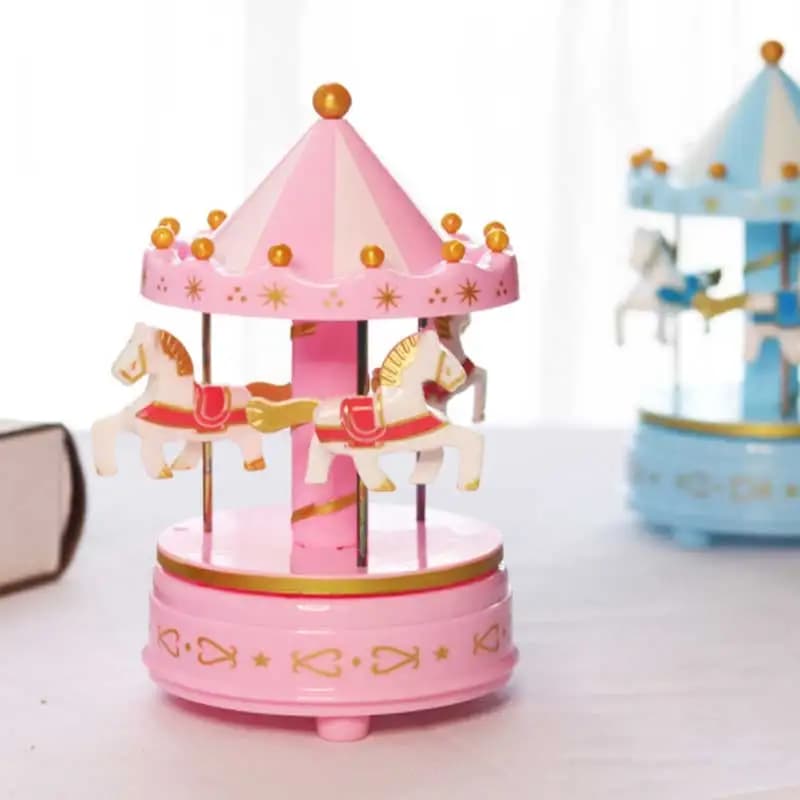Boîte à musique de carrousel de luxe, 4 chevaux, rotation, jouets romantiques, travail manuel, cadea