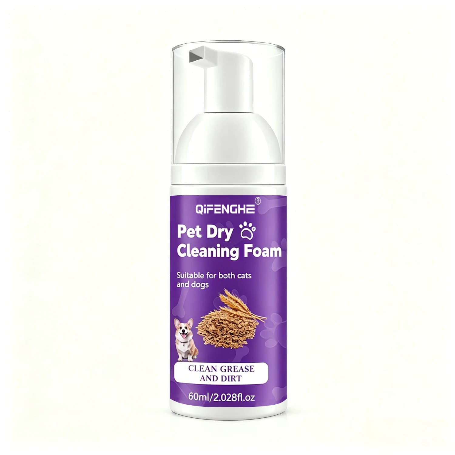 Shampooing sec pour chiens et chats - Mousse sans eau, sans rinçage, désodorisant et nettoyant pour