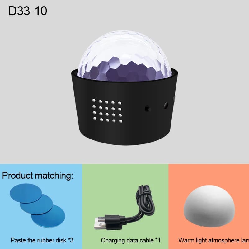 Boule Disco LED RGB pour voiture, lampe de décoration, effet DJ, lumière de scène, ambiante intérieu