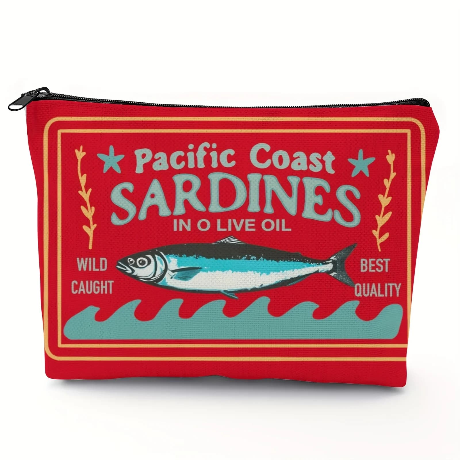 Trousse de maquillage unisexe légère et durable – Design vintage Sardines Olive Oil