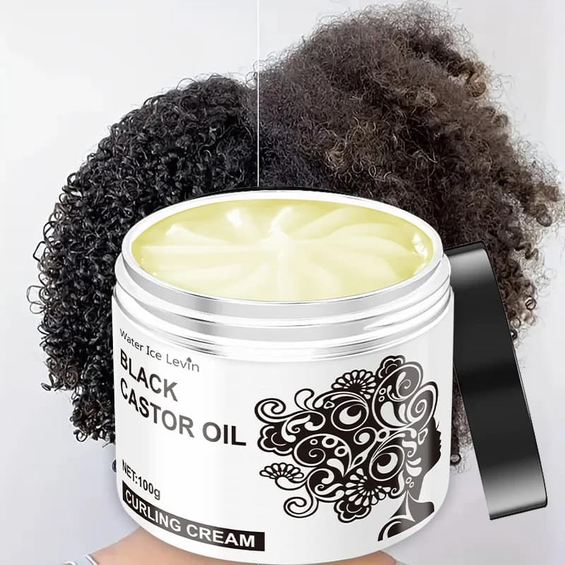 Crème définissante pour boucles à l'huile de ricin noire, améliore la douceur et la lissité des chev