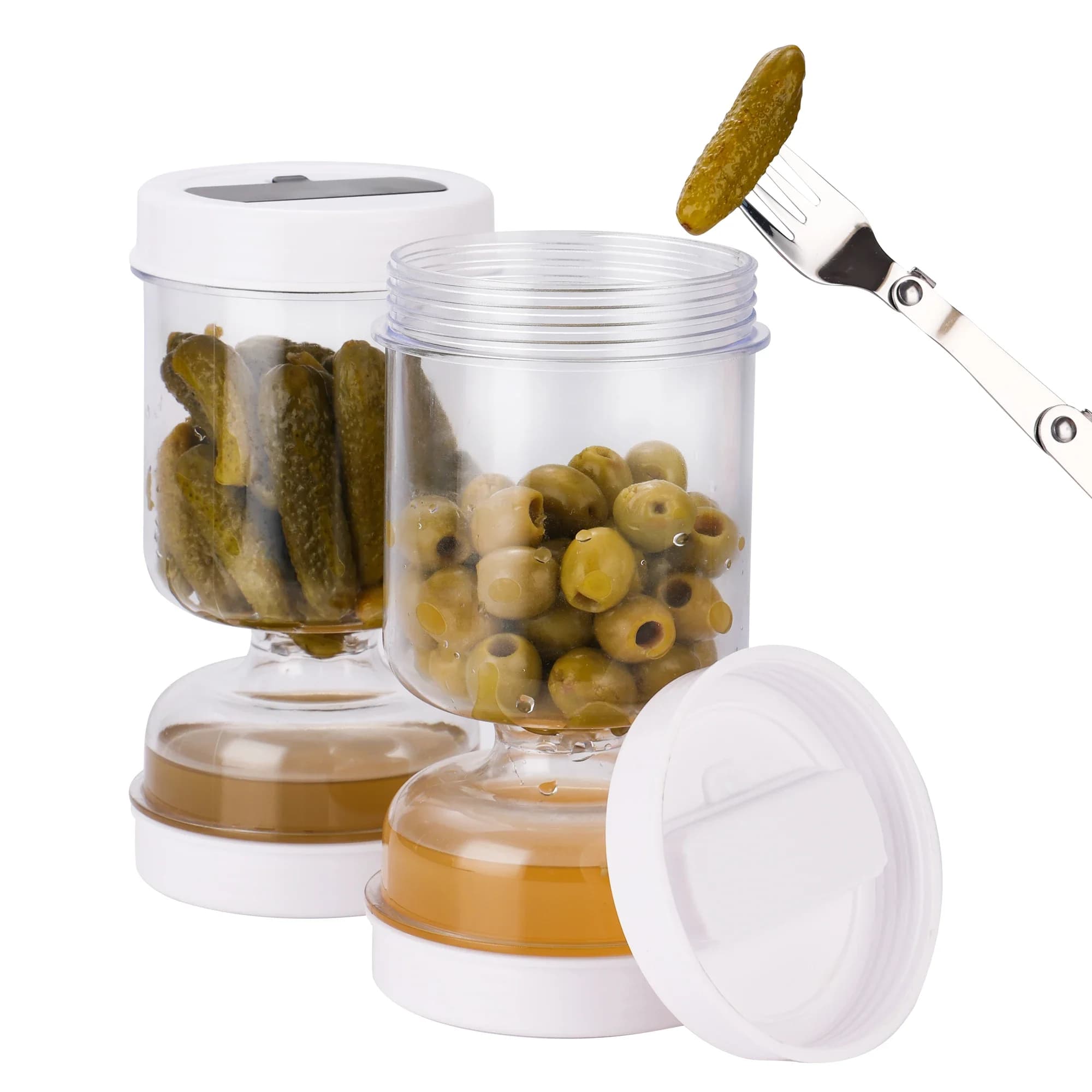 Pot à Olive et Conserve avec Passoire, Nouveau Contenant à Olive en Forme de Sablier avec Passoire,
