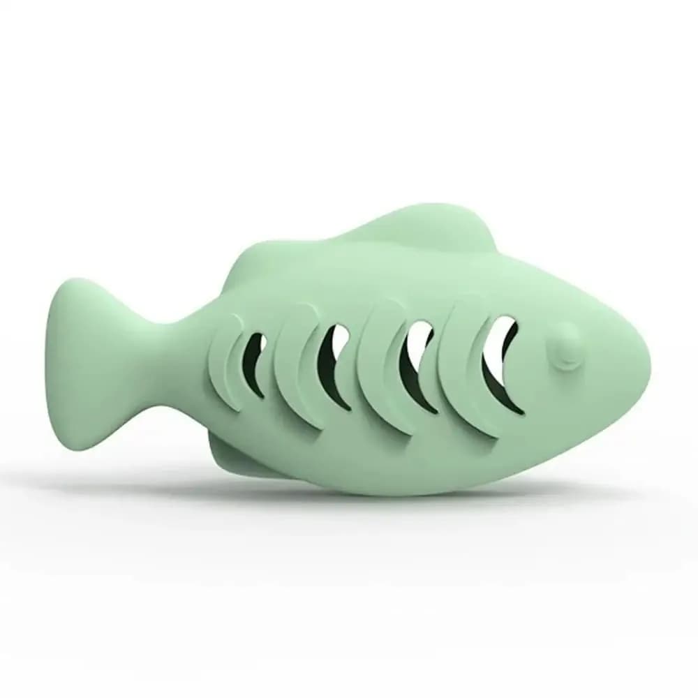 Jouet pour chat en silicone en forme de poisson, bâton à mâcher à la catnip pour l'auto-entretenisse