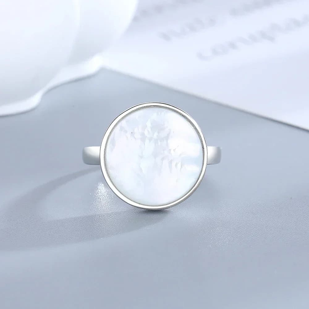 Bague en argent 15MM pierre naturelle Lapis Agate Malachite brève conception bague mignonne Fine fem