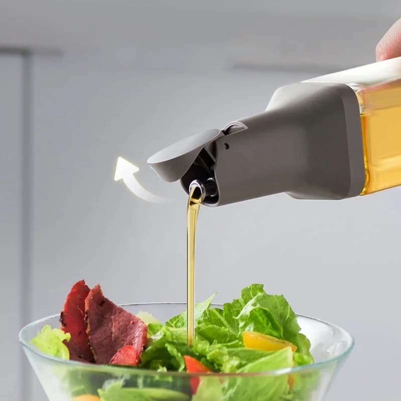 Bouteille d'huile en verre de 500ml, ouverture et fermeture, récipient à condiments d'huile d'olive,