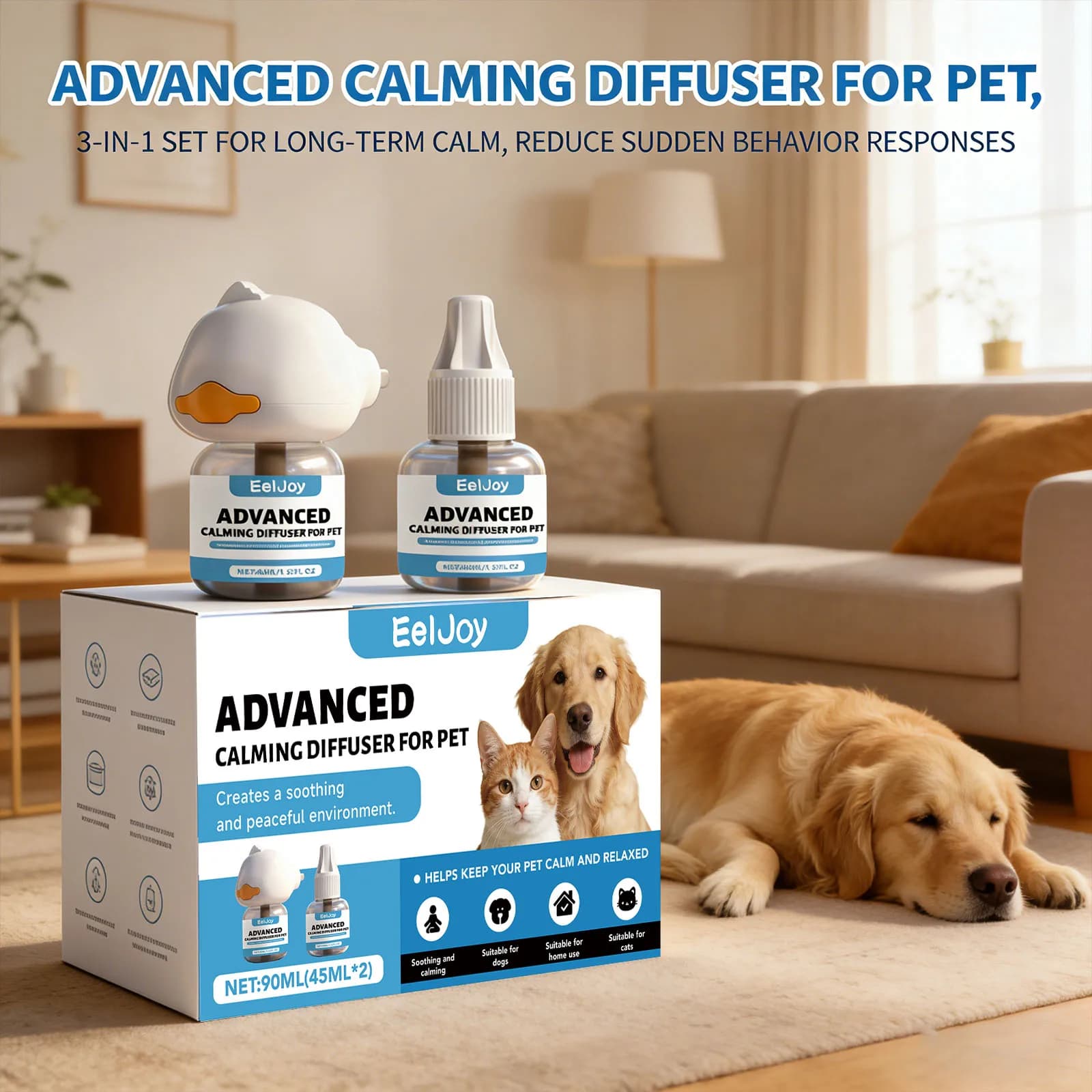 Kit diffuseur apaisant pour chien, relaxation, anti-anxiété, prévention du stress environnemental, p