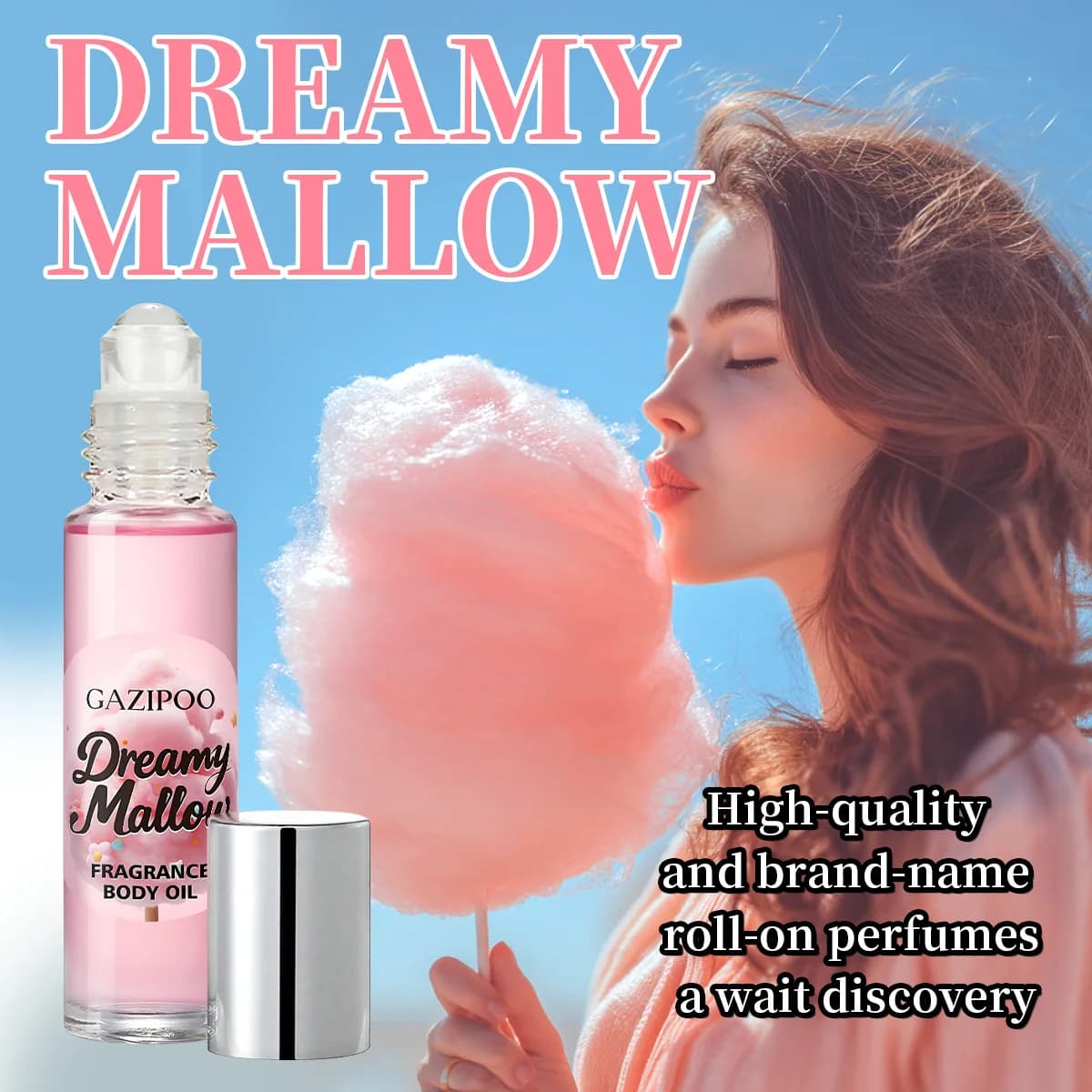 Parfum Roll-on Sucré Guimauve Bonbon, Parfum Longue Durée pour Rendez-vous, Charmant, Féminin, Phéromone, Floral-Fruité