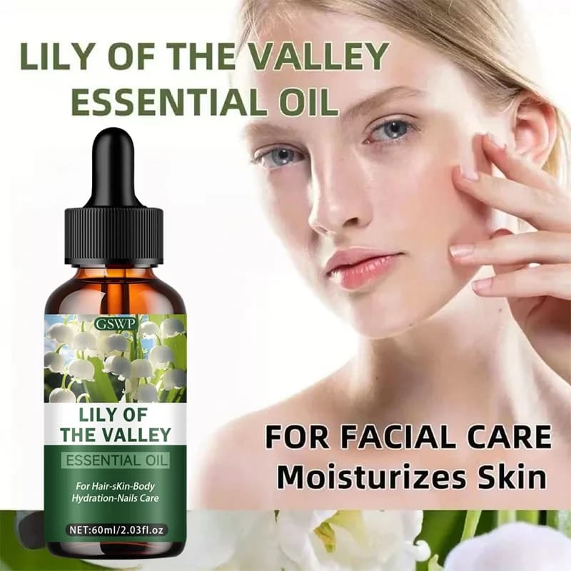 Huile essentielle de lys de la vallée de Noël GSWP, adaptée aux soins des cheveux, de la peau et des ongles. Contient de la glycérine. 60 ml/120 ml