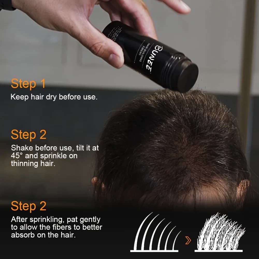 BUNEE-Fibre Capillaire 27.5g, Fibres Naturelles Épaisses pour Hommes pour les Zones Calvies, Lignes de Parties Récoltées, Comprend 27.5g de Poudre de Fibre