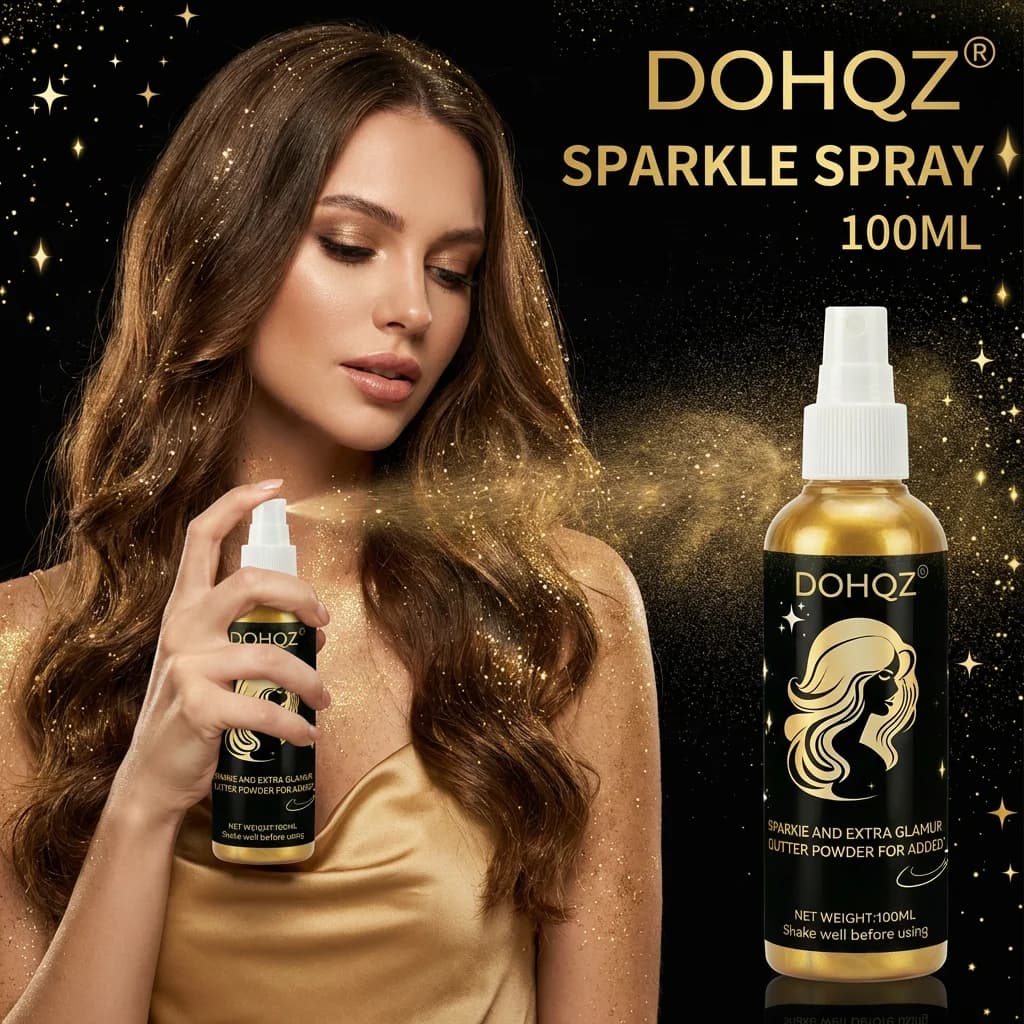 Spray corporel scintillant doré