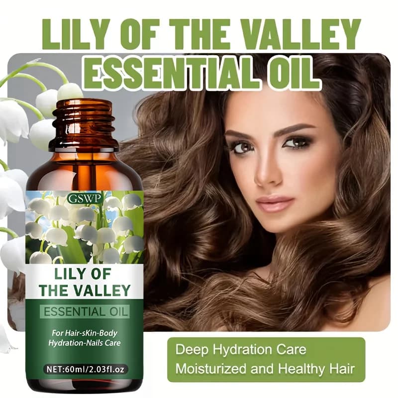 Huile essentielle de lys de la vallée de Noël GSWP, adaptée aux soins des cheveux, de la peau et des ongles. Contient de la glycérine. 60 ml/120 ml