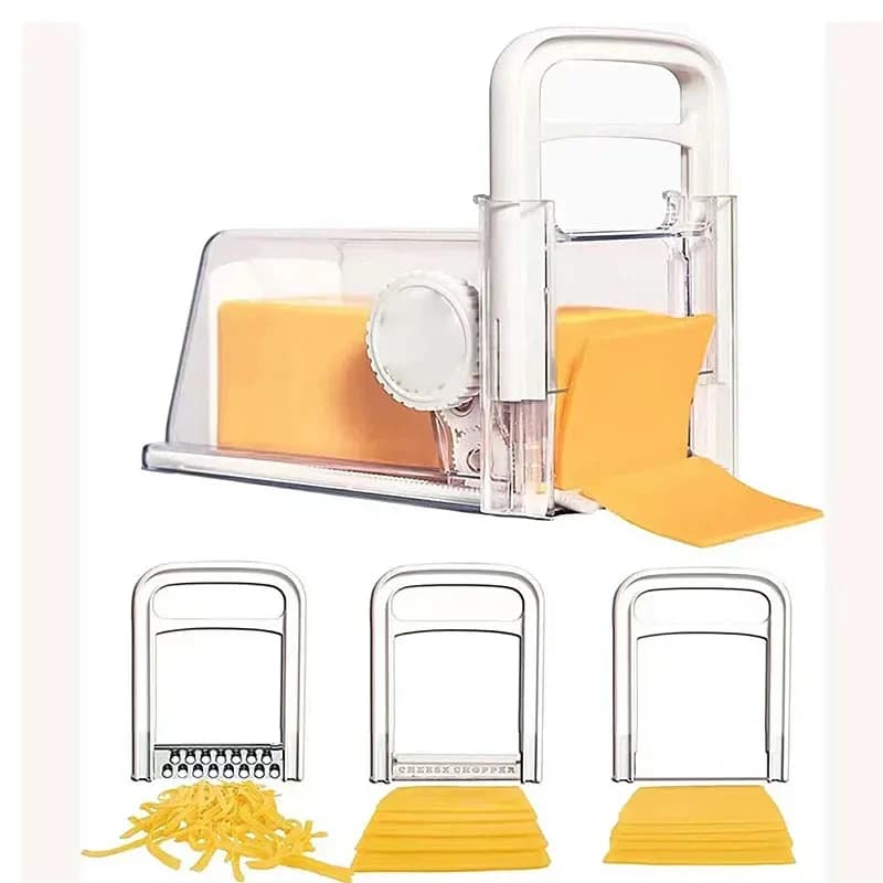 Coupe-fromage avec récipient, 3 lames métalliques, trancheur de beurre, hachoir pour le stockage réfrigéré au fromage frais