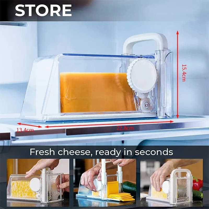 Coupe-fromage avec récipient, 3 lames métalliques, trancheur de beurre, hachoir pour le stockage réfrigéré au fromage frais