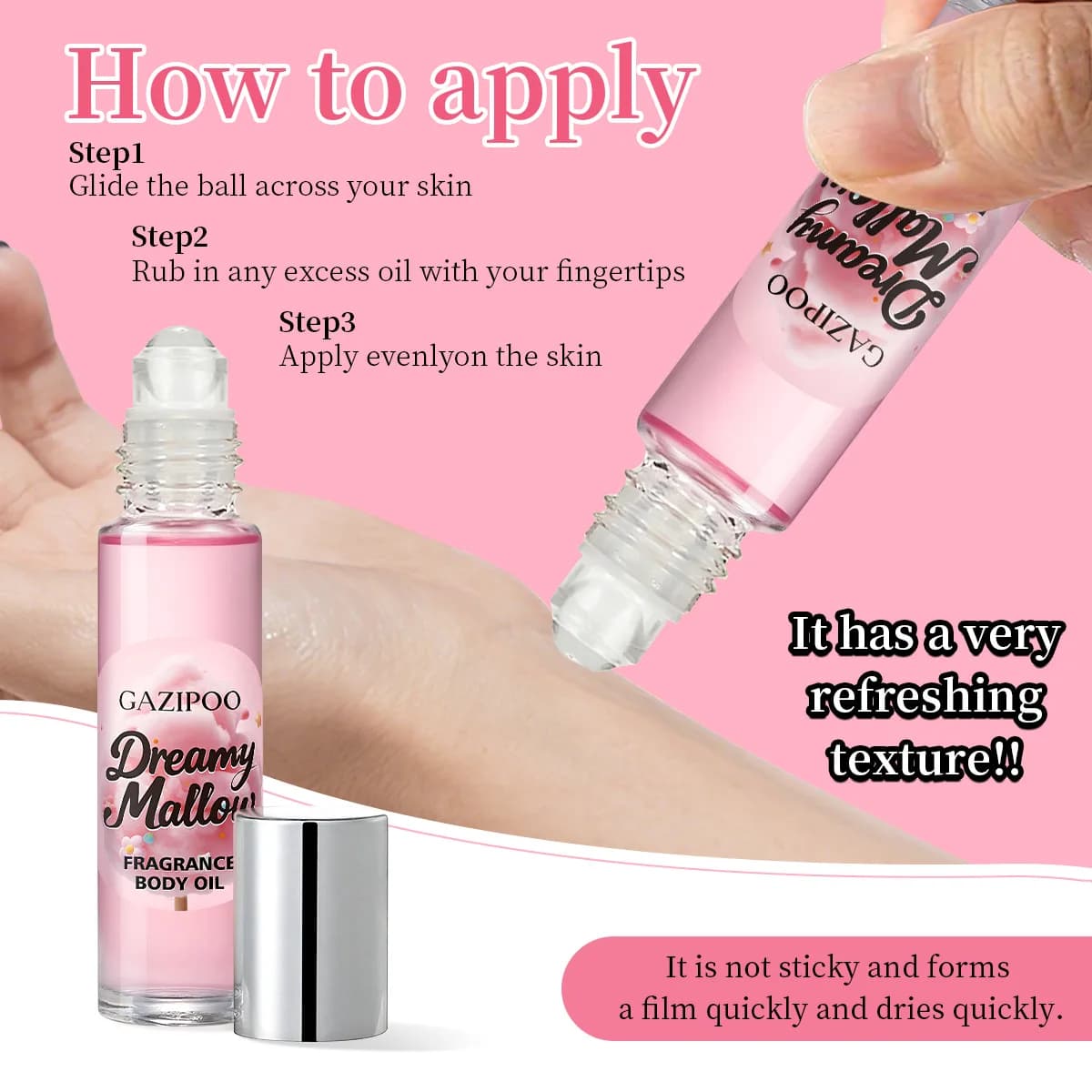 Parfum Roll-on Sucré Guimauve Bonbon, Parfum Longue Durée pour Rendez-vous, Charmant, Féminin, Phéromone, Floral-Fruité