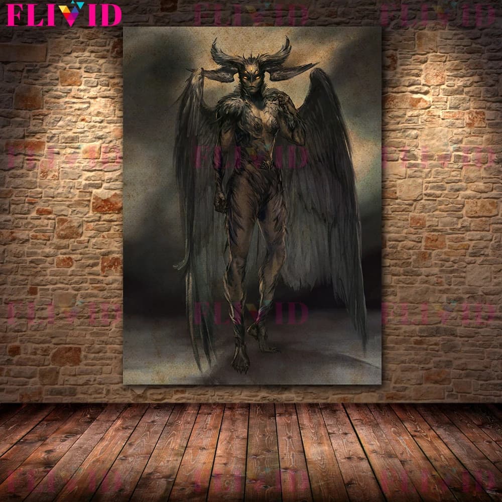 Affiche et imprimés d'art rétro diable de l'enfer, diable noir sans yeux, peinture sur toile murale pour décoration de salon sans cadre