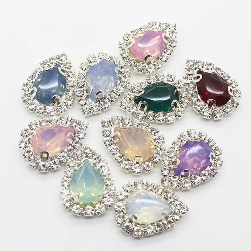 Boutons de décoration de mariage en strass, 10 pièces/lot, 15x20mm, ruban de fleur à cheveux Diy, accessoires de décoration pour embellissement de mariage