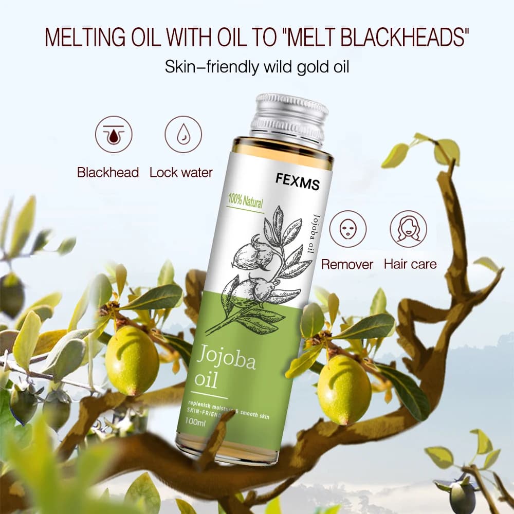Huile de jojoba 100% naturelle pure, hydratant naturel non raffiné pressé à froid pur pour réparer la peau blessée, les cheveux, le corps et les ongles 100 ml