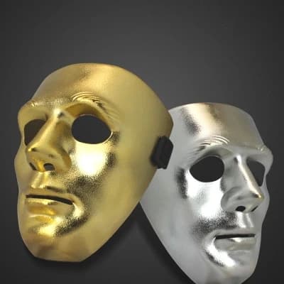 Masque de visage fantôme hip-hop or et argent pour hommes, masque Cosplay Halloween, masque de spectacle de balle mécanique,