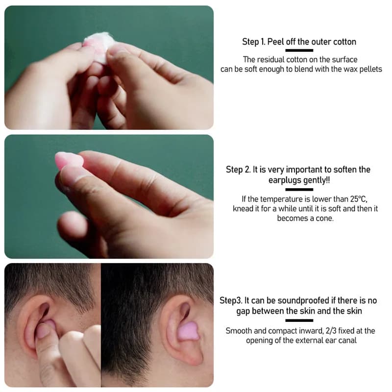 Bouchons d'oreille de sommeil, stop-bruit, Version améliorée, en coton ciré, pour aide au sommeil et à la relaxation