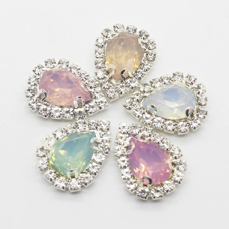 Boutons de décoration de mariage en strass, 10 pièces/lot, 15x20mm, ruban de fleur à cheveux Diy, accessoires de décoration pour embellissement de mariage