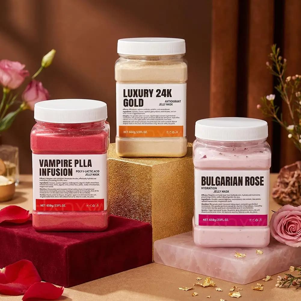 Masque en poudre de gelée à l'acide hyaluronique et à la camomille 650g, extrait de rose, hydratant, nourrissant, élasticité de la peau, soin du visage, masque de spa