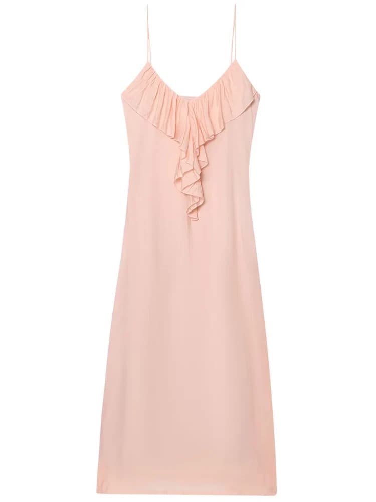 HXAO 2025 femmes robe à volants été élégant bal Resort robes de soirée dames mode Midi sans manches dos nu robes