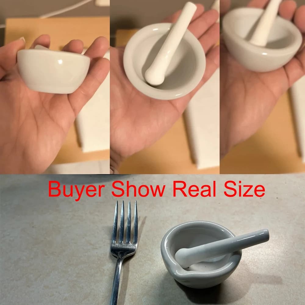 Mini moulins de 6ml avec bols à mortier de pilon, ensemble de bols de broyage de mélange de mortier et de mortier en porcelaine véritable