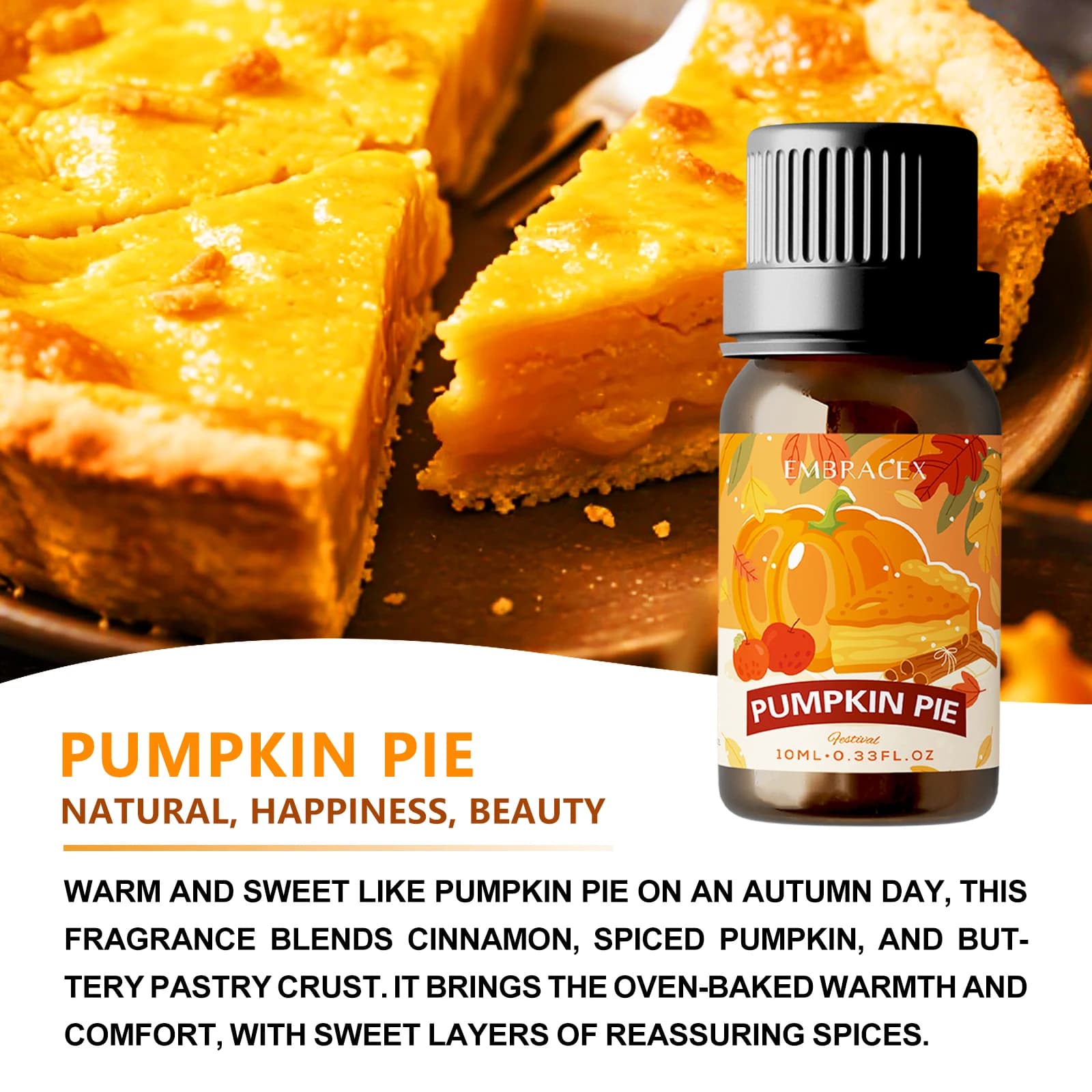 Huiles essentielles parfumées à la tarte à la citrouille, 10ml, aromathérapie rafraîchissante pour voiture, pour diffuseurs d'arômes