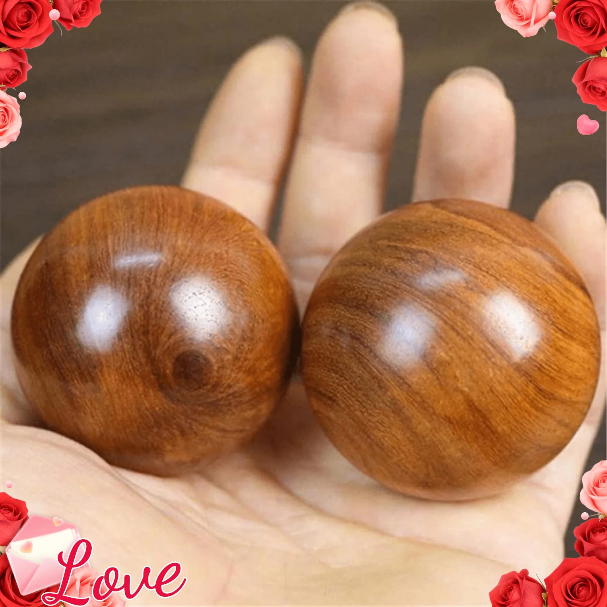 Ensemble de 2 balles roulantes en bois, conçues pour l'exercice et le massage, pour soulager le stress et exercer les mains