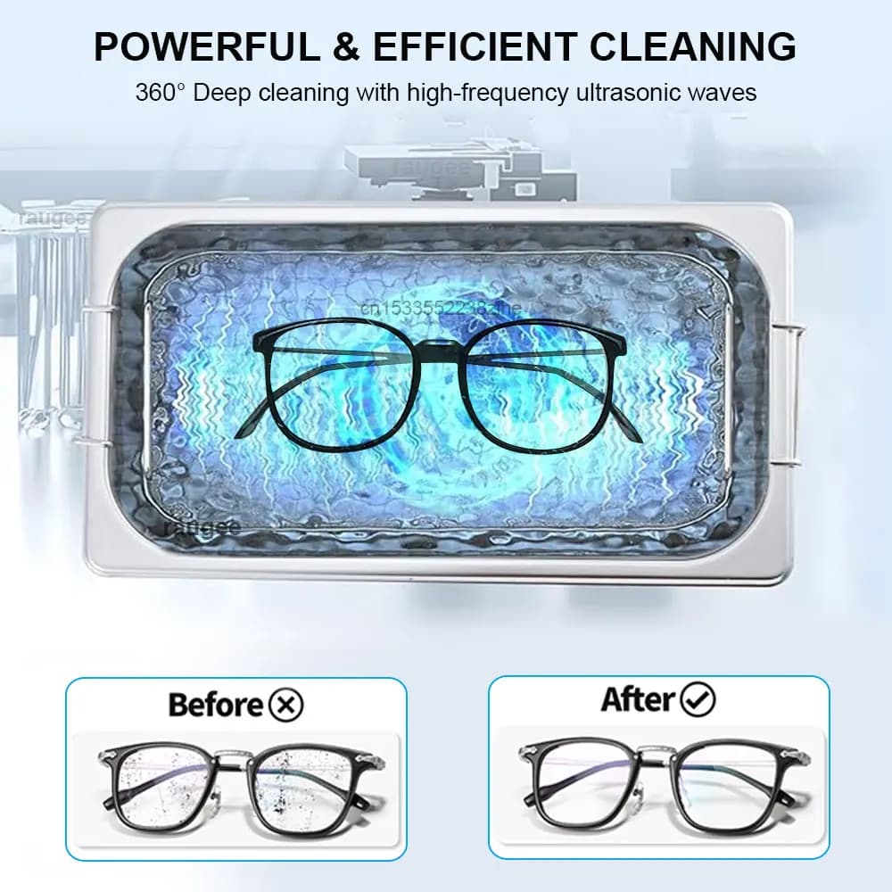 Nettoyeur à ultrasons 40KHZ, bain de lavage à vibrations haute fréquence pour bijoux, montres, lunettes de prothèse dentaire, nettoyeur à ultrasons
