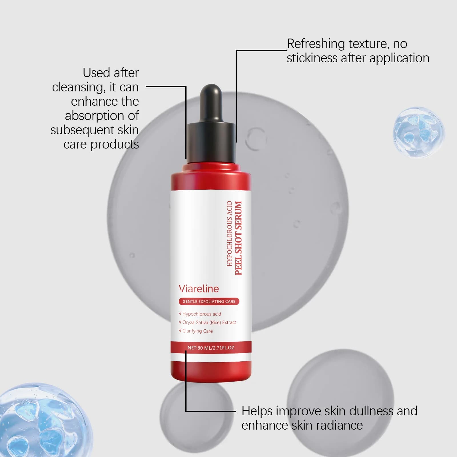 Sérum exfoliant au riz, hydratant, éclaircissant, nettoyage des Pores, dissolvant de peau morte, contrôle du sébum, lissage, Essence de Peeling du visage