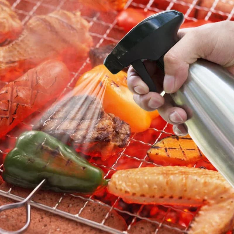 Bouteille de pulvérisation d'huile en acier inoxydable, vinaigre pratique, pulvérisateur d'huile d'olive, bouteille d'assaisonnement Soy aissce, distributeur d'huile pour barbecue, environ 500ml
