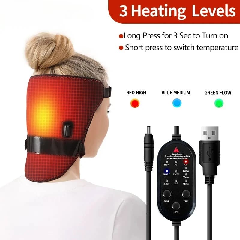 Couvre-tête chauffant pour soulager les maux de tête, favoriser la circulation sanguine, réduire le stress du bureau et apporter une chaleur relaxante à la tête