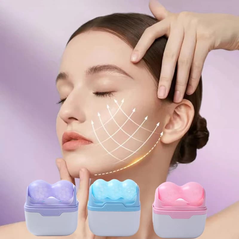 Rouleau de glace à Double tête pour le visage, les poches oculaires, soulagement de la douleur en Migraine et les blessures mineures, thérapie du froid du visage, rouleau de Massage, soins pour la pea