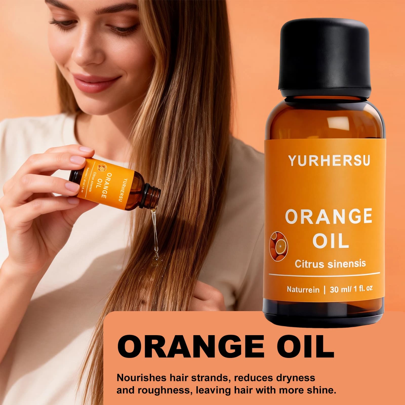 Huile essentielle d'orange pour la peau 30 ml, lueur éclaircissante, soin de l'acné, mélange avec huile transporteuse, douce et naturelle