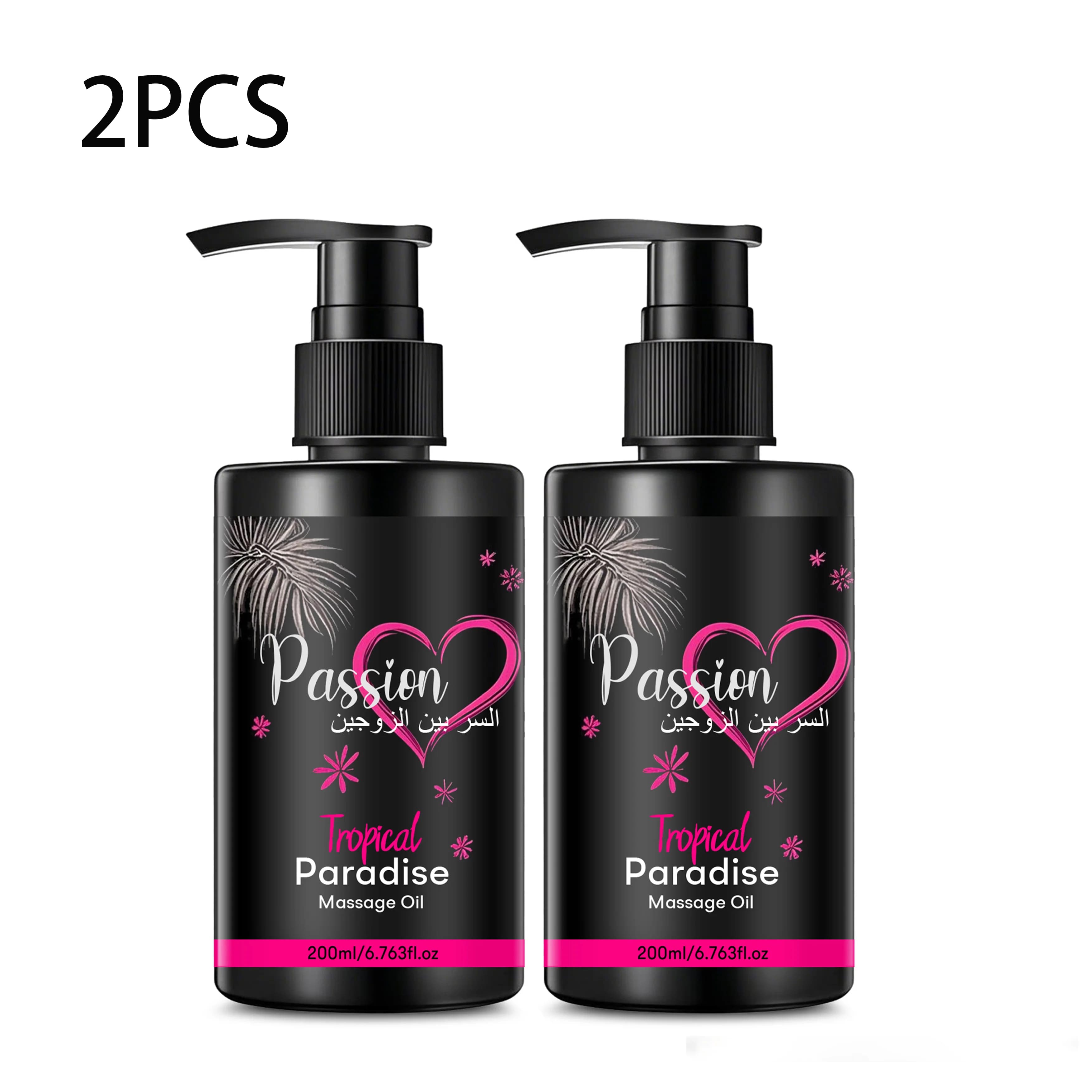 2PCS Huile corporelle sensuelle pour couples, enrichie en amande douce, jojoba et formule légère à absorption rapide, hydrate la peau.