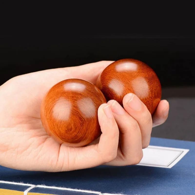 Ensemble de 2 balles roulantes en bois, conçues pour l'exercice et le massage, pour soulager le stress et exercer les mains