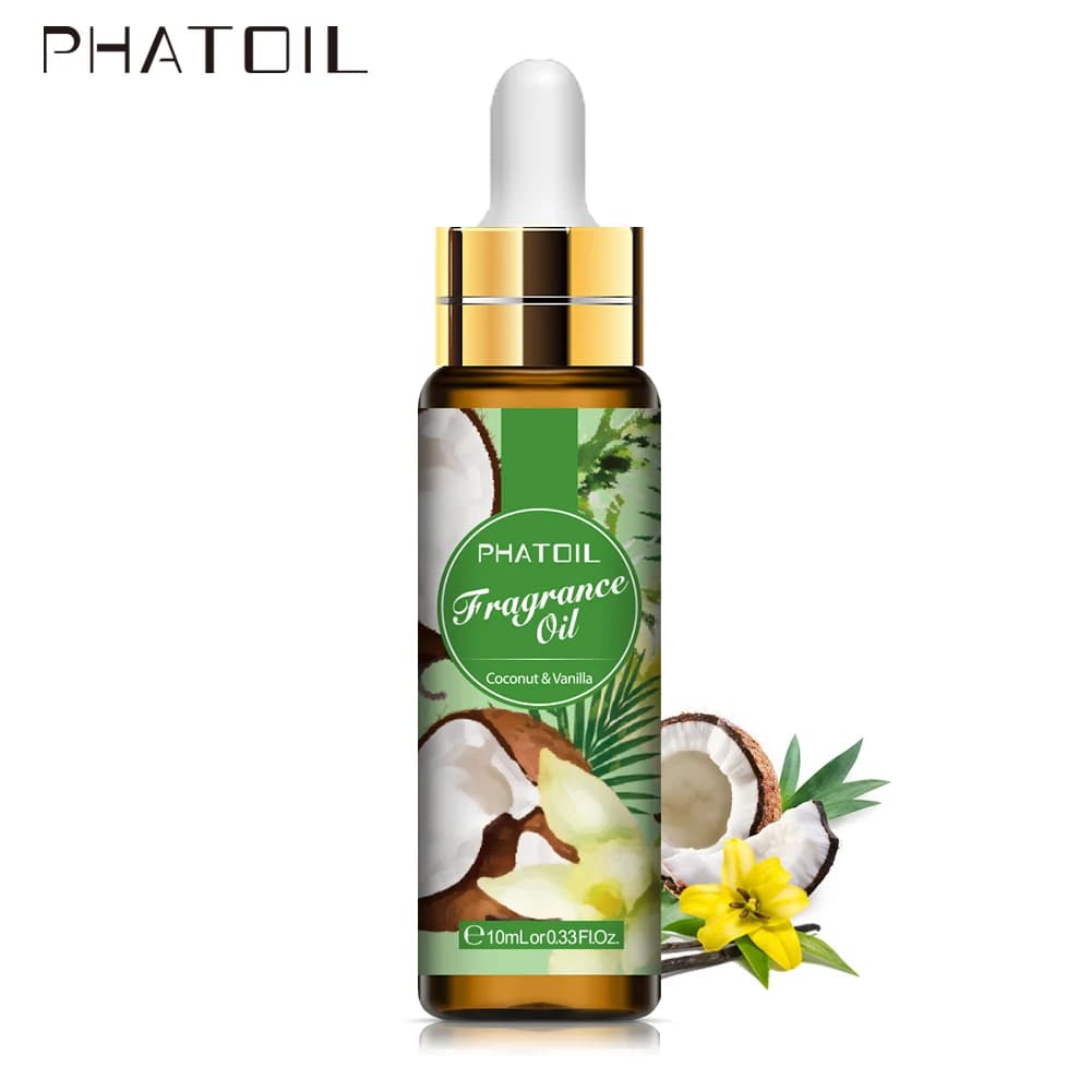 PHATOIL – diffuseur d'huile essentielle de parfum de café, noix de coco et de vanille, 10ML, avec compte-gouttes, huile aromatique, musc blanc, orchidée, Magnolia, souci