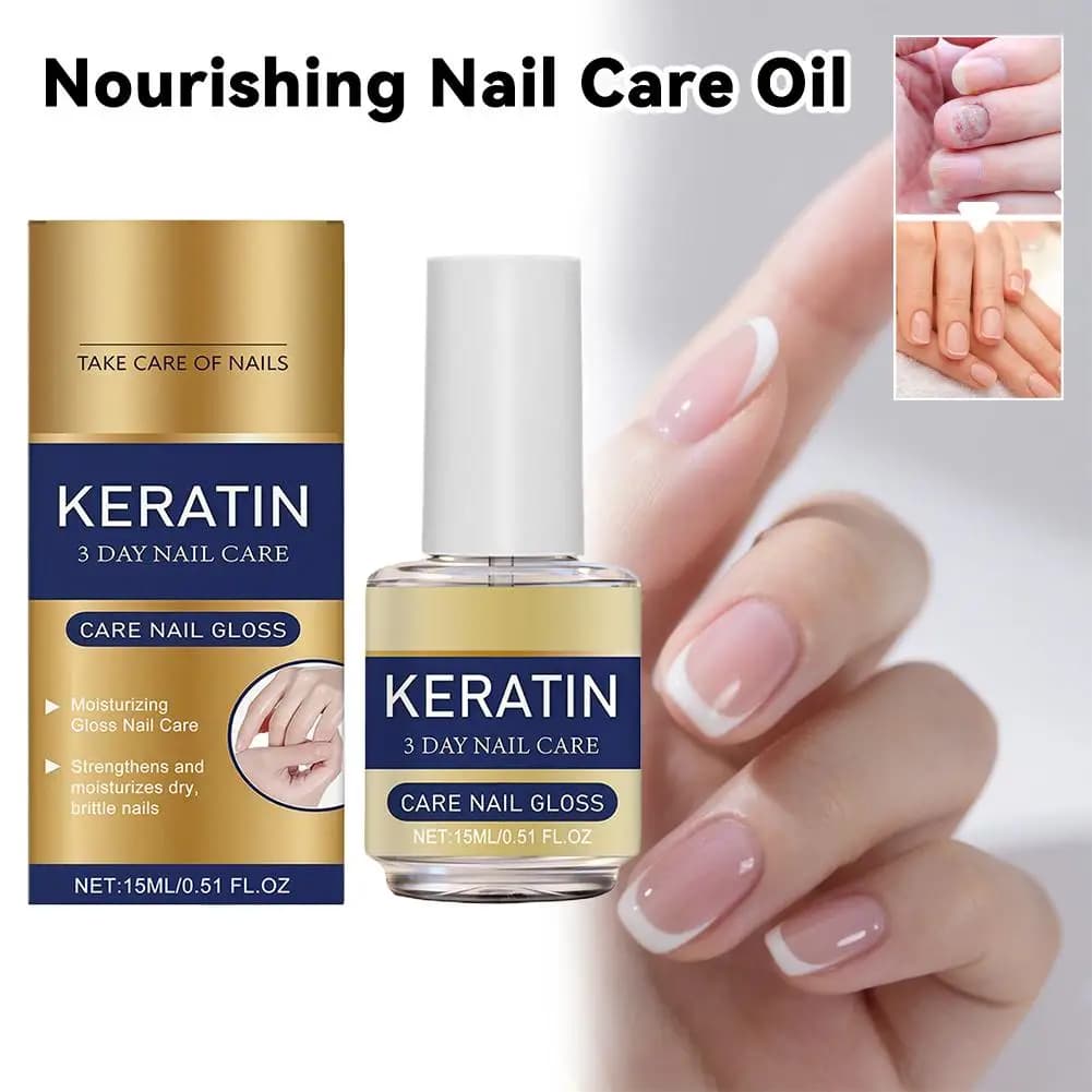 Huile de soin des ongles à la kératine 3 jours (1/3/5 pièces) – Traitement hydratant et brillant pour ongles secs et cassants, renforce et illumine, soin doux