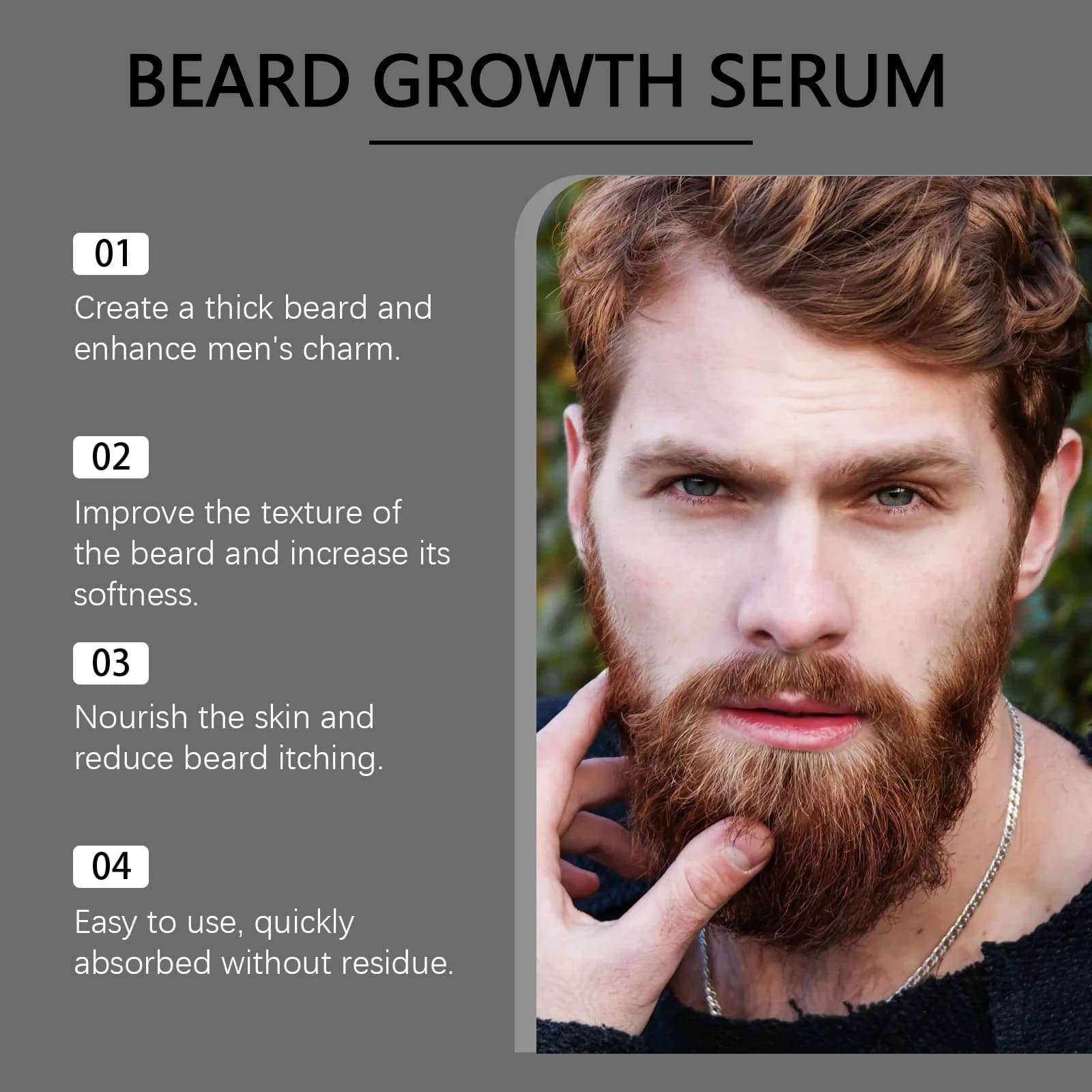 Huile de croissance de la barbe, sérum épaississant, favorise la croissance des poils, renforce les racines, adoucit la barbe, hydrate, soin masculin