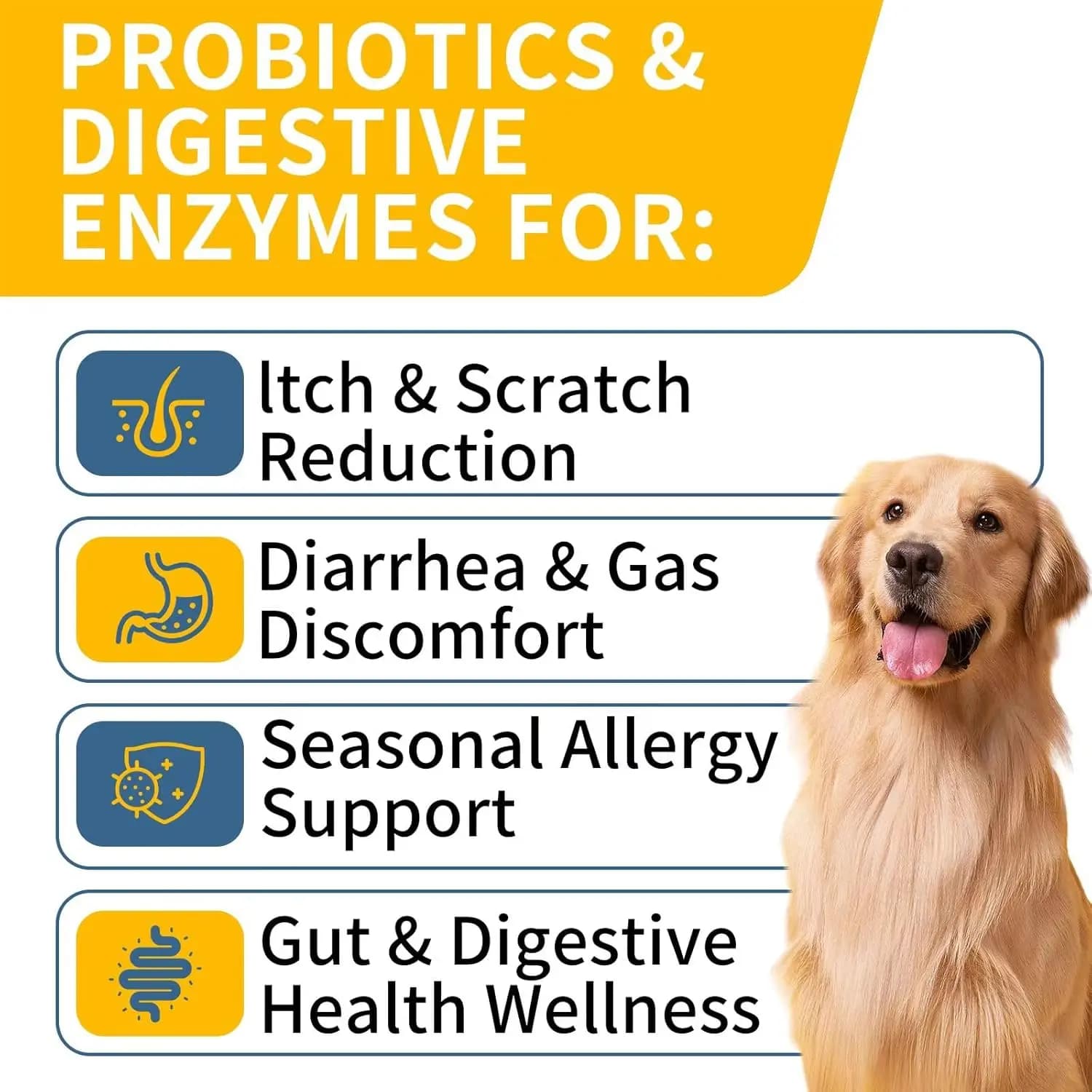 120 Friandises Probiotiques pour Chiens : Équilibre de la Levure, Allergies, Immunité, Santé Intestinale – Complément Canin pour Réduire la Diarrhée et les Démangeaisons des Oreilles (Saveur Poulet)