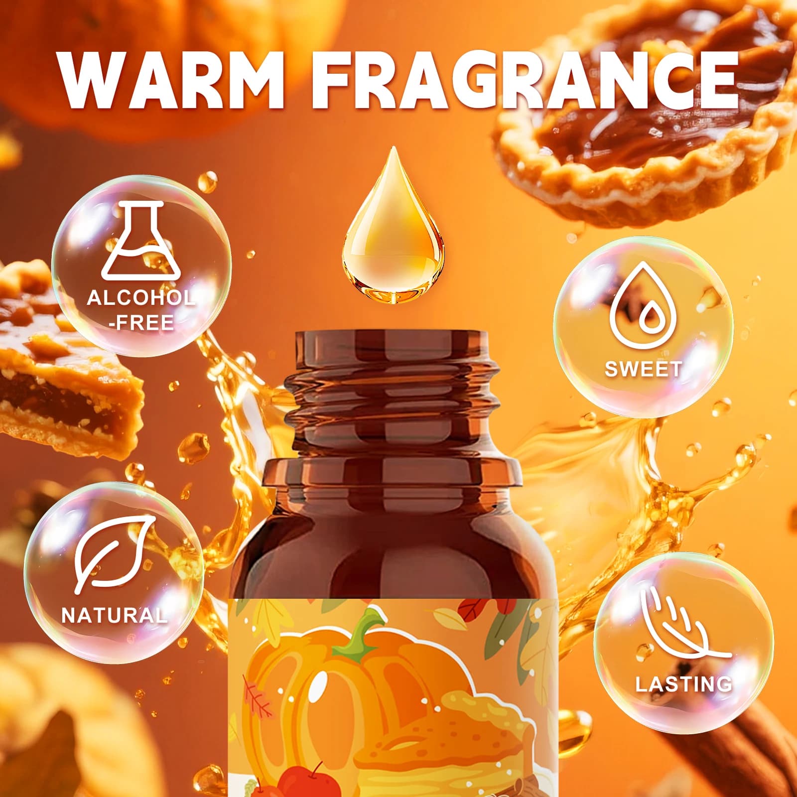 Huiles essentielles parfumées à la tarte à la citrouille, 10ml, aromathérapie rafraîchissante pour voiture, pour diffuseurs d'arômes