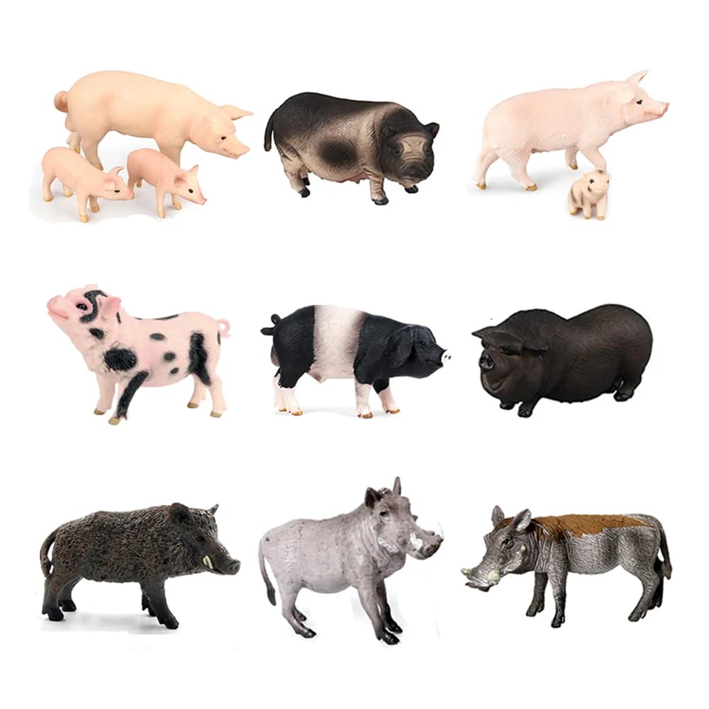 Figurines d'animaux de ferme en plastique pour enfants, figurine de over, jouets de sanglier, truies, porcelets, modèles WarthAustin, cadeaux pour enfants