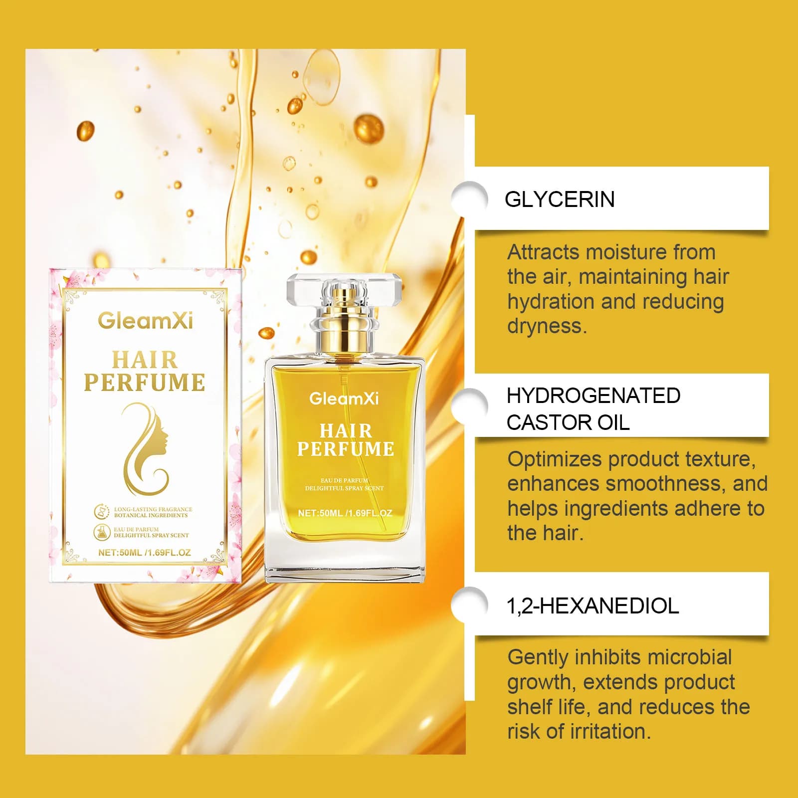 Spray parfumé pour cheveux floraux, parfum longue durée, soin nourrissant doux, soin hydratant pour les cheveux à usage quotidien